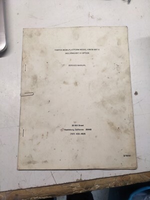 Fabtek Mobilplatform Model V36/30 Srt Ii Iii Service Manual 1981 Repair Shop