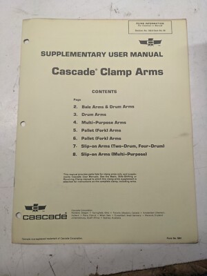 Cascade Supplementary User Manual Clamp Arms Parts List 5001