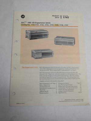 Allen Bradley Slc 100 I/O Expansion Units Product Data Information Manual Plc