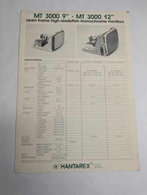 Hantarex Mt 3000 9” & 12” Monochrome Monitor Service Manual Parts List Circuit