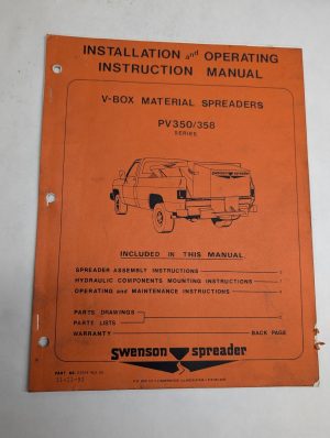 Swenson Spreader Installation Operators Service Parts Manual V-Box Pv350/358