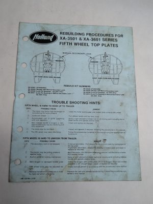 Holland Overhaul Service Manual Xa-3501 Xa-3601 Series 5Th Wheel Top Plates 1992