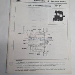 Bendix Fd-1 Fan Clutch Instruction & Service Data Manual Guide Sd-84 1976