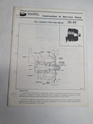 Bendix Fd-1 Fan Clutch Instruction & Service Data Manual Guide Sd-84 1976