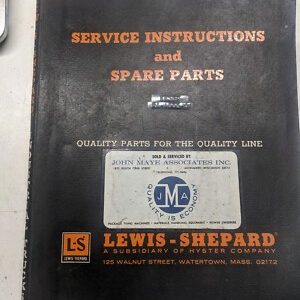 Lewis Shepard N Truck Model Nr2Tf Nr3Tf Nr4Tf 1968 Service Manual Parts List