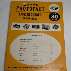 Sams Photofact Radio Tape Recorder Series Repair Data Manual Volume Tr-30 1967