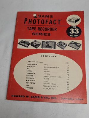 Sams Photofact Radio Tape Recorder Series Repair Data Manual Volume Tr-33 1967