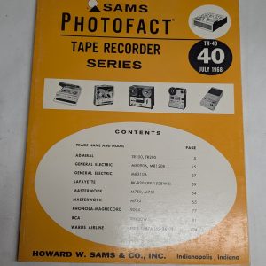 Sams Photofact Radio Tape Recorder Series Repair Data Manual Volume Tr-40 1968