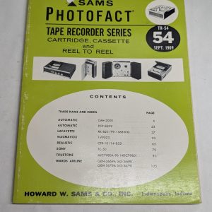 Sams Photofact Radio Tape Recorder Series Repair Data Manual Volume Tr-54 1969