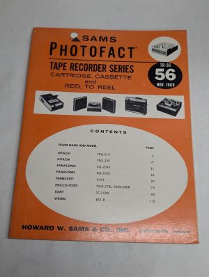 Sams Photofact Radio Tape Recorder Series Repair Data Manual Volume Tr-56 1969