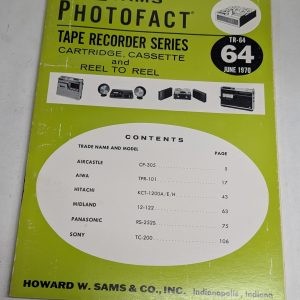 Sams Photofact Radio Tape Recorder Series Repair Data Manual Volume Tr-64 1970