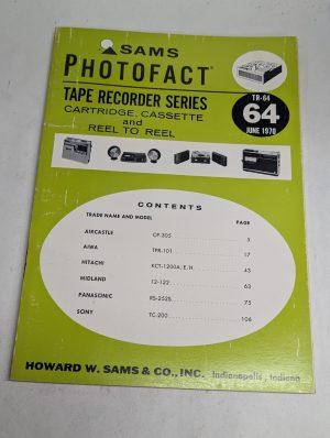 Sams Photofact Radio Tape Recorder Series Repair Data Manual Volume Tr-64 1970