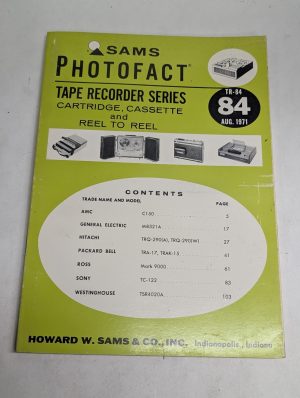 Sams Photofact Radio Tape Recorder Series Repair Data Manual Volume Tr-84 1971