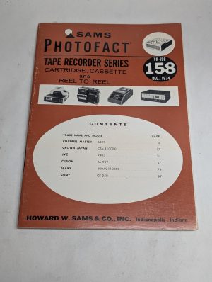 Sams Photofact Radio Tape Recorder Series Repair Data Manual Volume Tr-158 1974