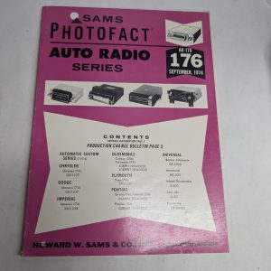 Sams Photofact Car Audio Auto Radio Series Repair Data Manual Volume Ar-176 1974