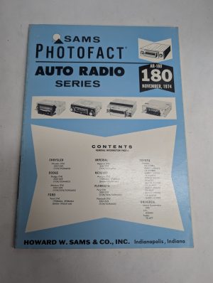 Sams Photofact Car Audio Auto Radio Series Repair Data Manual Volume Ar-180 1974