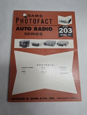 Sams Photofact Car Audio Auto Radio Series Repair Data Manual Volume Ar-203 1975