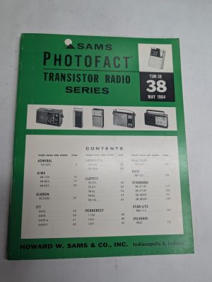 Sams Photofact Transistor Radio Series Repair Data Manual Volume Tsm-38 1964