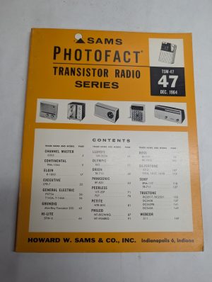Sams Photofact Transistor Radio Series Repair Data Manual Volume Tsm-47 1964