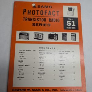 Sams Photofact Transistor Radio Series Repair Data Manual Volume Tsm-51 1965