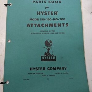 Hyster Parts Book List Model Attachments Rc-150 Rc-160 Sc-180 Tc-200 1957 1384