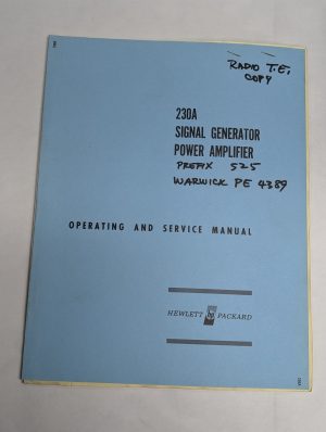 Hewlett Packard Hp Operating Service Manual Model 230A Signal Generator Power