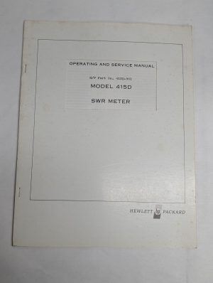 Hewlett Packard Hp Operating Service Manual Model 415D Swr Meter 1967 415D-901