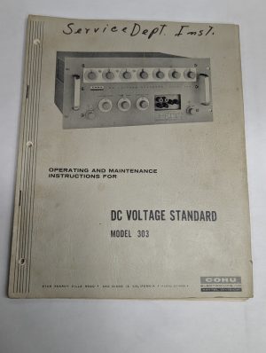 Cohu Operating Maintenance Instruction Manual Dc Voltage Standard Model 303 1963