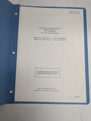 Cohu Operating Maintenance Instruction Manual 321 323 Series Dc Voltage Standard