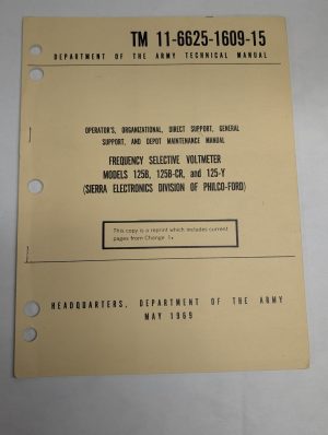 Frequency Selective Voltmeter 125B-Cr 125-Y Tm 11-6625-1609-15 Operator Service