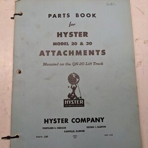 Attachment Hyster Parts Book Catalog Manual List Model 20 30 Qn-20 1957