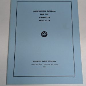 Boonton Radio Operator Instruction Manual Model Type 207H Univerter