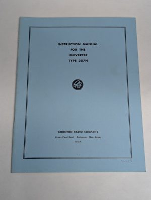 Boonton Radio Operator Instruction Manual Model Type 207H Univerter