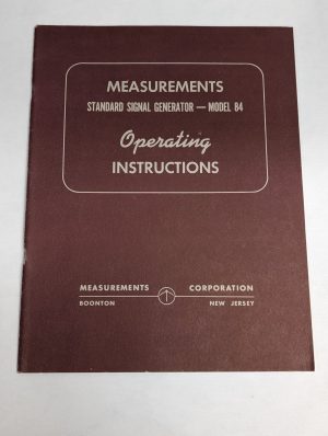 Boonton Radio Operating Instruction Manual Model 84 Standard Signal Generator