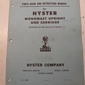 Hyster Parts Manual Book Instruction Monomast Upright Carriage Qn-20 860 Fork