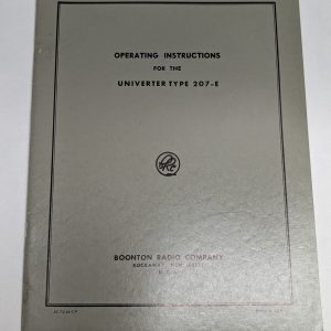 Boonton Radio Operator Instruction Manual Model Type 207-E Univerter 1962