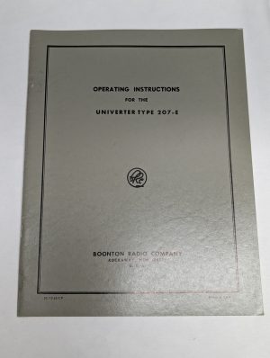 Boonton Radio Operator Instruction Manual Model Type 207-E Univerter 1962