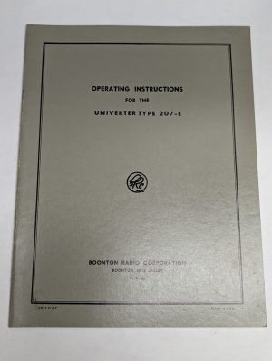 Boonton Radio Operator Instruction Manual Model Type 207-E Univerter 1961