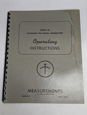 Boonton Radio Operator Instruction Manual Model 88 Standard Fm Signal Generator