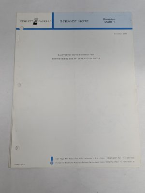Hewlett Packard Hp Boonton 202B Fm-Am Signal Generator Illustrated Parts List