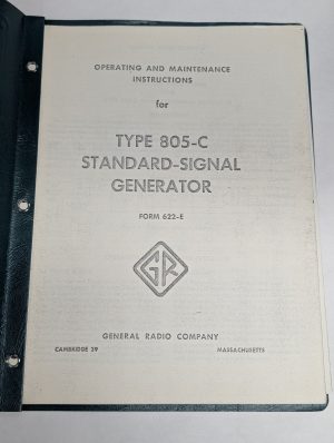 General Radio Operator Maintenance Manual Type 805-C Standard Signal Generator