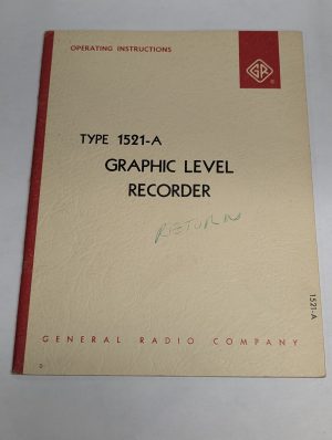 General Radio Operating Instruction Manual Type 1521-A Graphic Level Recorder