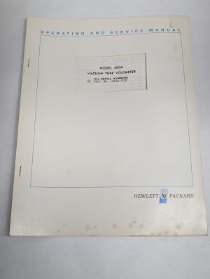 Hewlett Packard Hp Operating & Service Manual Model 400A Vacuum Tube Voltmeter