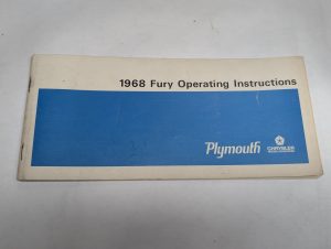 Chrysler Plymouth 1968 Fury Operating Instruction Owners Manual Handbook