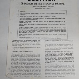 Bostitch N16 Series Nailer Operation & Maintenance Manual 1978 Owners Guide