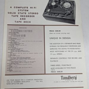 Vintage Tandberg 1241X Series Sales Brochure Catalog Sheet Literature Specs