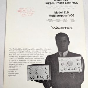 Wavetek Model 115 116 Vcg Voltage Controlled Generator Sales Brochure Literature