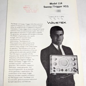 Wavetek Model 114 Vcg Voltage Controlled Generator Sales Brochure Literature