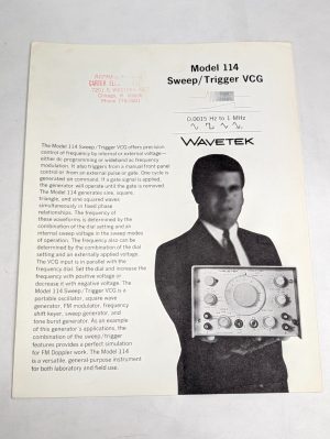 Wavetek Model 114 Vcg Voltage Controlled Generator Sales Brochure Literature