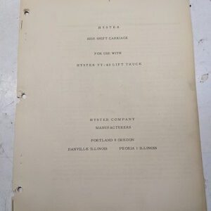 Hyster Parts Manual Book List Attachment Forktruck 20-B 30 40 On Uc30 Yc40 Hc50